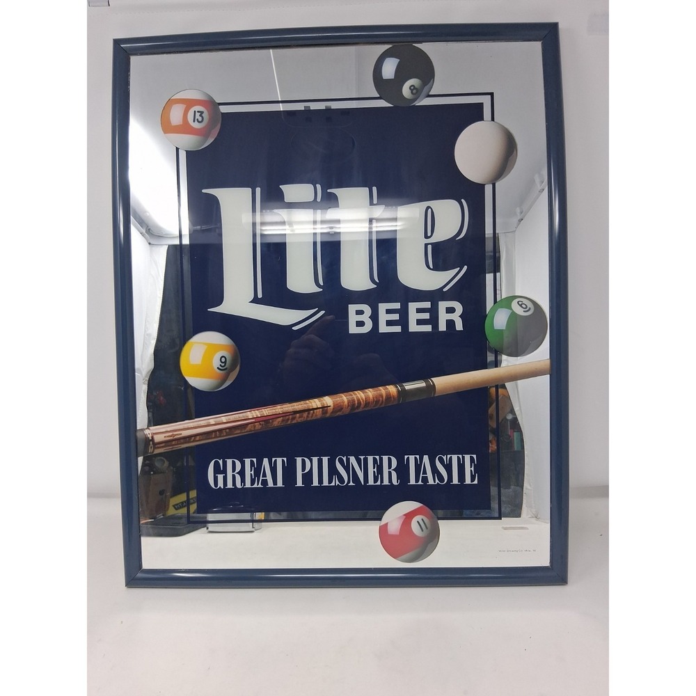 Vintage Miller Light Beer Billiards Mirror